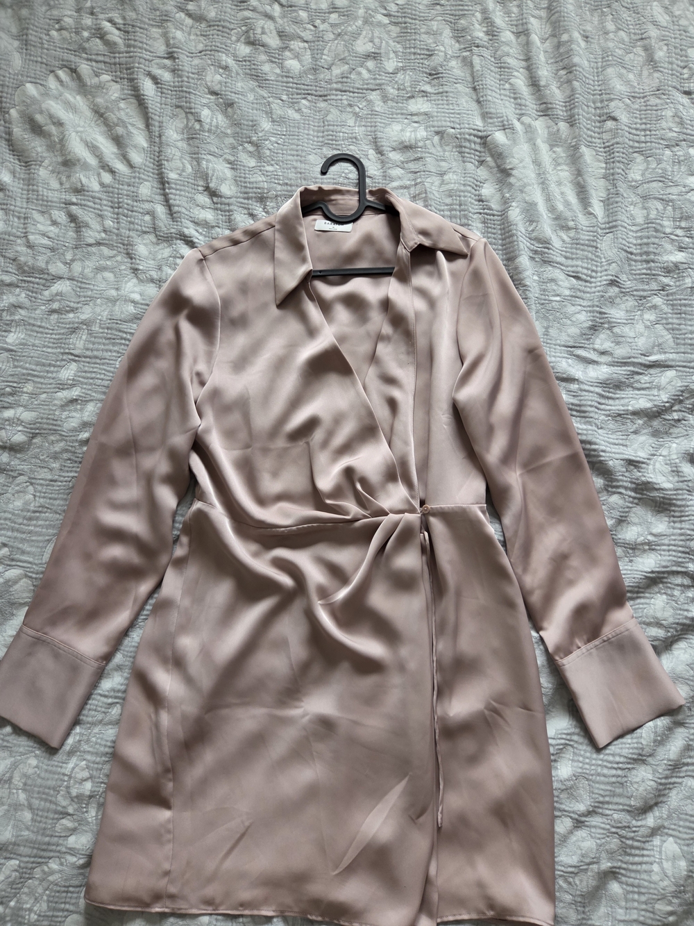 Babaton Satin Wrap Dress in Dusty Blush - Picture 3 of 3
